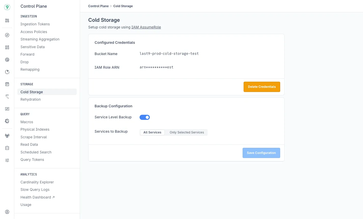 Configure Cold Storage Backend