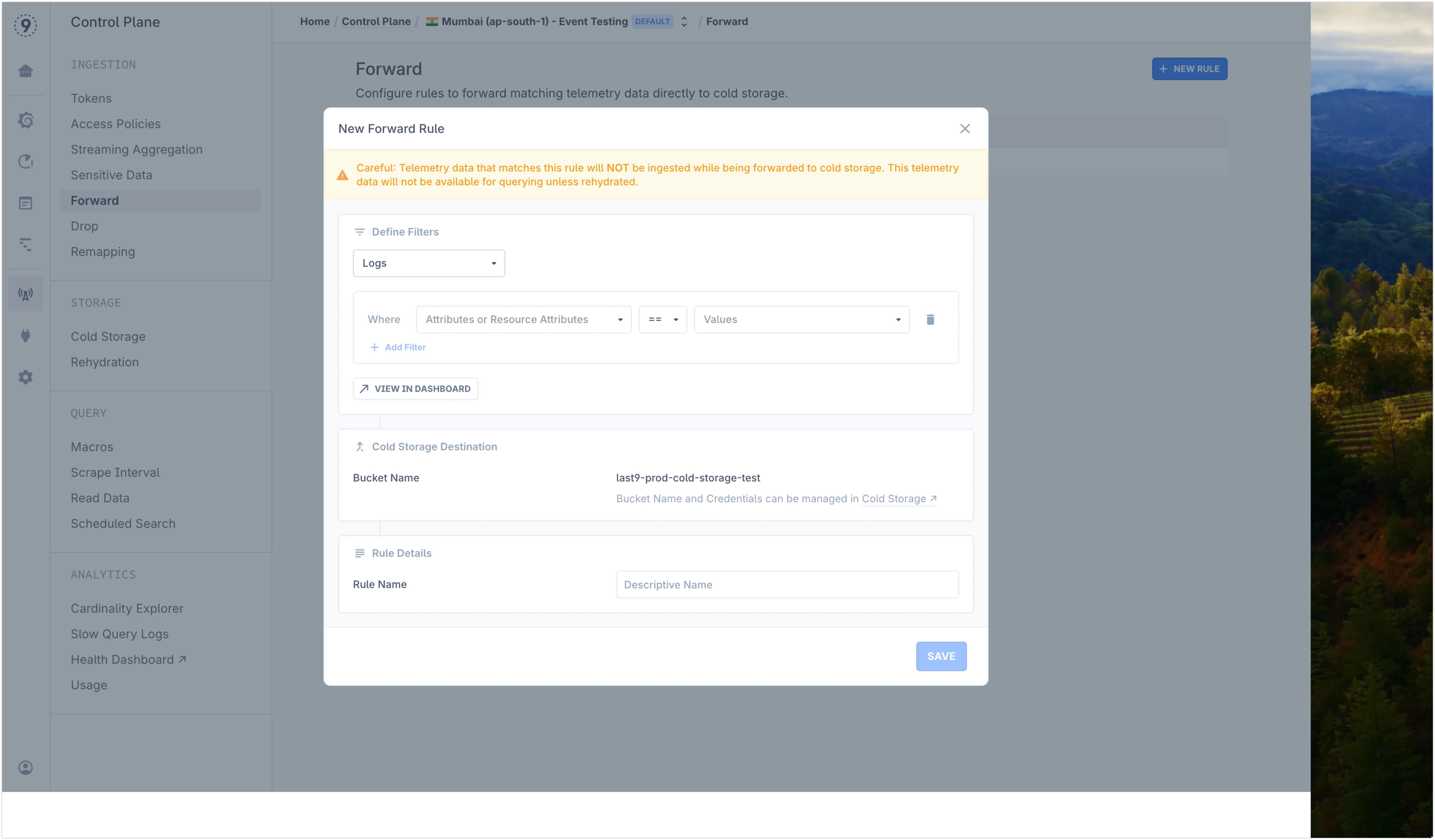 Control Plane — New Forward Rule