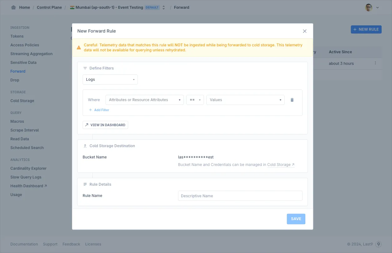 Control Plane — New Forward Rule