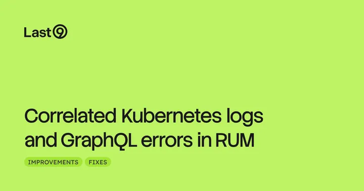 Correlated Kubernetes logs and GraphQL errors in RUM