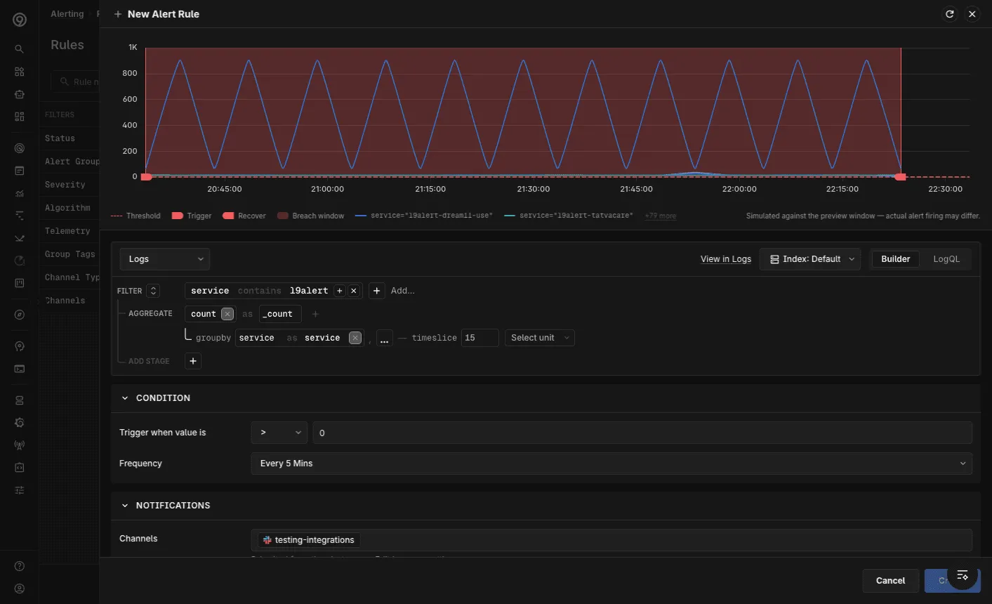 Log rule editor
