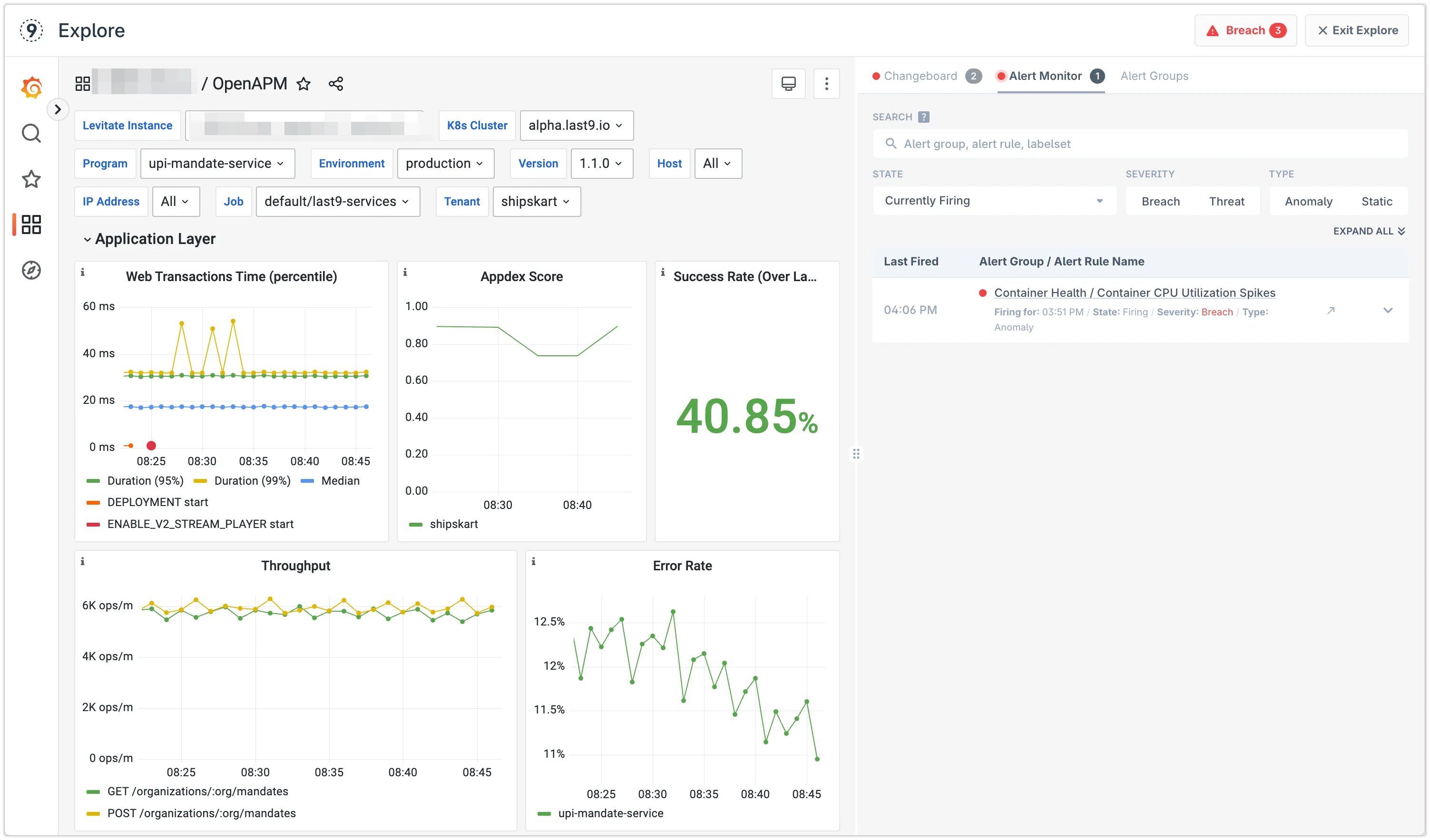 Monitoring Dashboards in Embedded Grafana