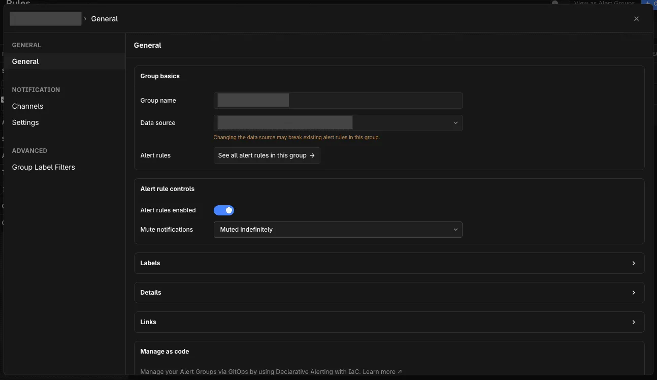 Alert Group — General settings
