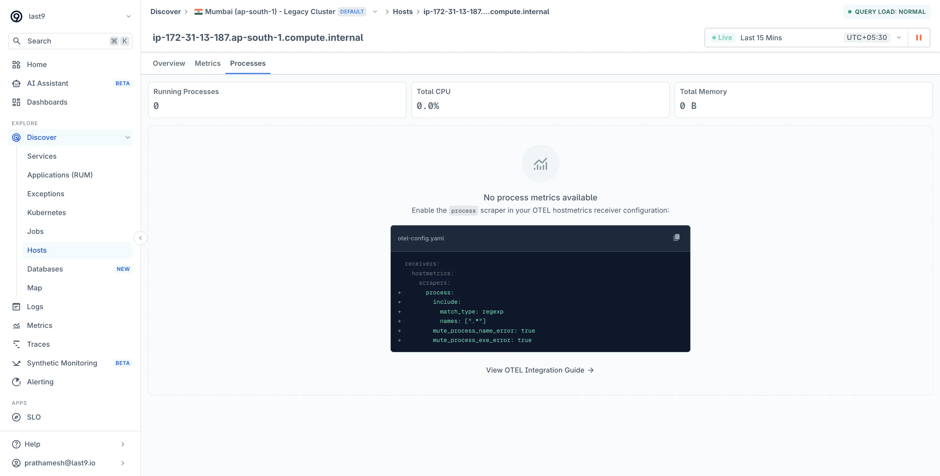Host detail Processes tab