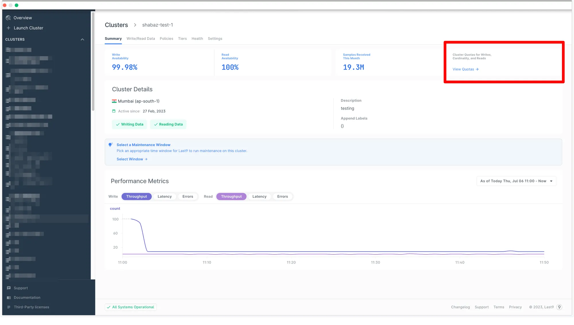 Levitate Cluster: View Quotas