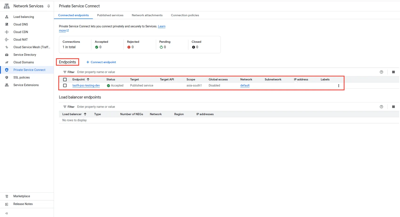 Endpoint Successfully Created