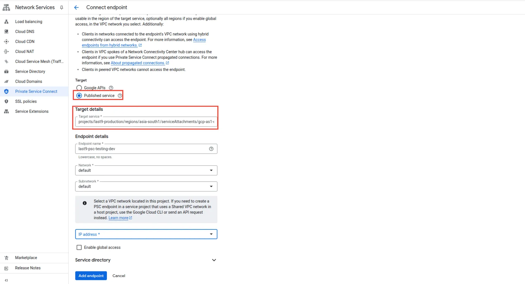 Configure Target Details