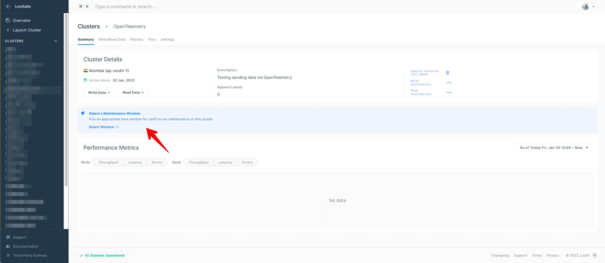 Nudge to set the maintenance window