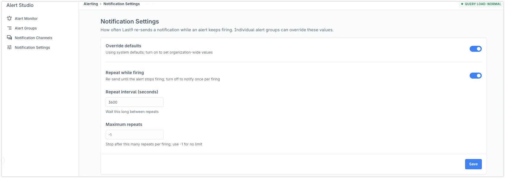 Notification Settings — organization level